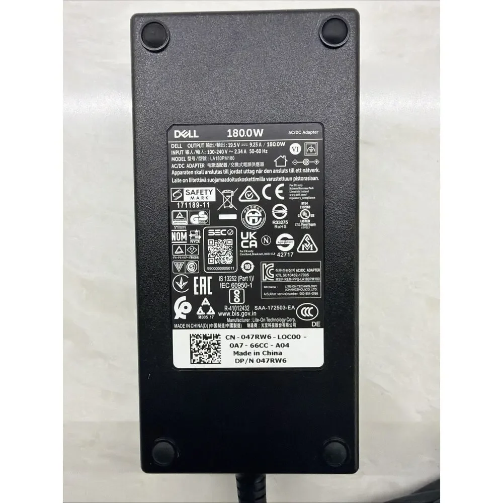 Genuine Dell Genuine 180W 19.5V AC Power Charger Adapter 47RW6 047RW6 LA180PM180